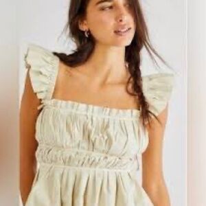 Free People side tie ruffle tank in natural beige  size XS #770
